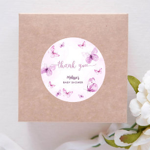 Vlinder Baby Shower Bedankt Ronde Sticker