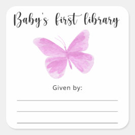 Vlinder Baby Shower-boekplaat, boeken voor baby Vierkante Sticker