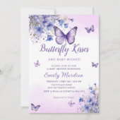 Vlinder Baby shower Boho Paarse Bloemen Meisje Kaart (Voorkant)