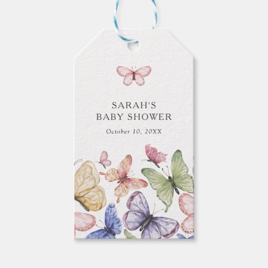 Vlinder Baby Shower Cadeaulabel (Voorkant)