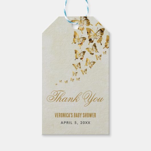 Vlinder Baby Shower Cadeaulabel (Voorkant)