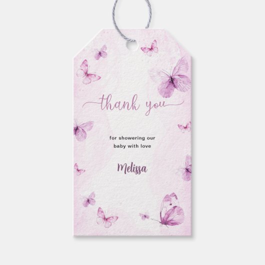 Vlinder Baby Shower Cadeaulabel (Voorkant)
