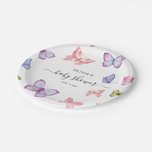 Vlinder Baby shower Decor Papieren Bordje (Gekanteld)