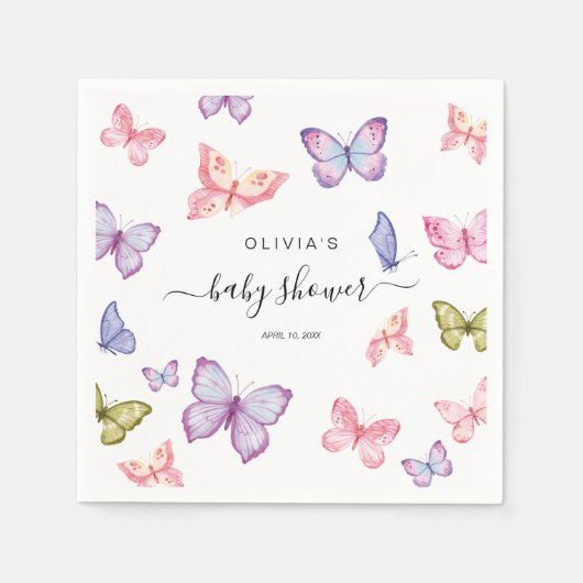 Vlinder Baby Shower Decoratie Servet (Voorkant)