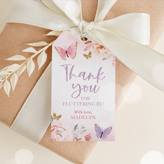 Vlinder Baby shower Favor Tag Meisje Cadeaulabel