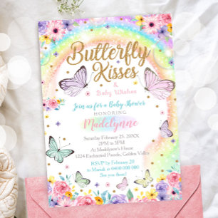 Vlinder Baby shower Invitation Regenboog Vlinder Kaart