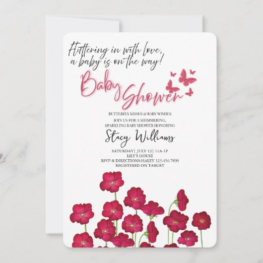 Vlinder Baby Shower Kaart (Voorkant)