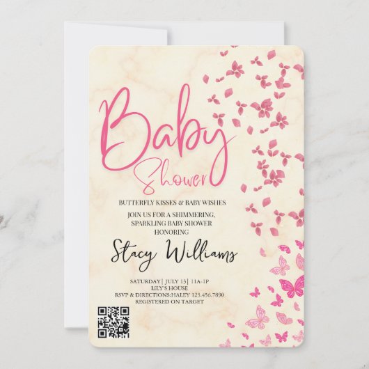 Vlinder Baby Shower Kaart (Voorkant)