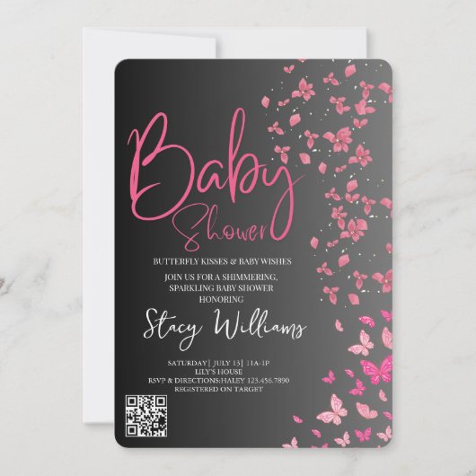 Vlinder Baby Shower Kaart (Voorkant)