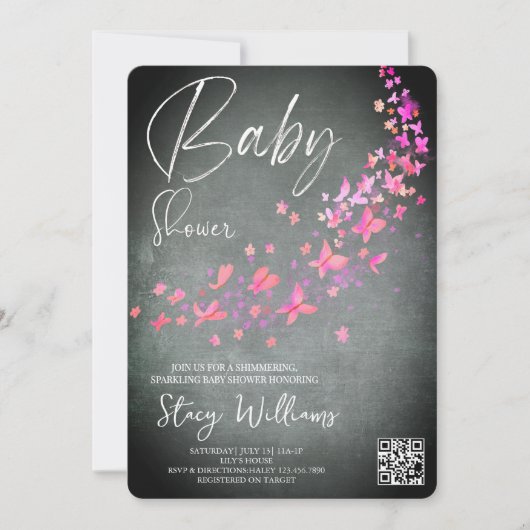 Vlinder Baby Shower Kaart (Voorkant)