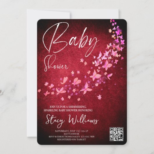 Vlinder Baby Shower Kaart (Voorkant)