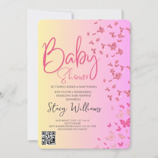 Vlinder Baby Shower Kaart (Voorkant)
