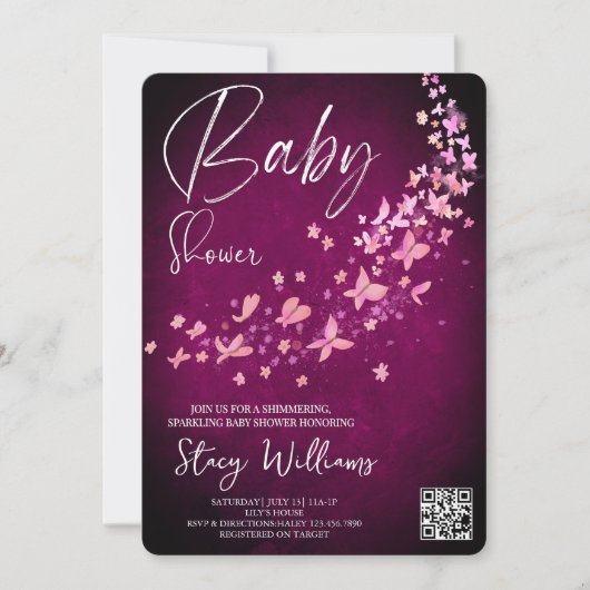 Vlinder Baby Shower Kaart (Voorkant)