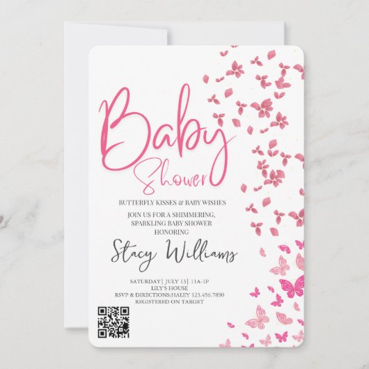 Vlinder Baby Shower Kaart (Voorkant)
