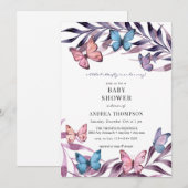 Vlinder Baby Shower Kaart (Voorkant / Achterkant)
