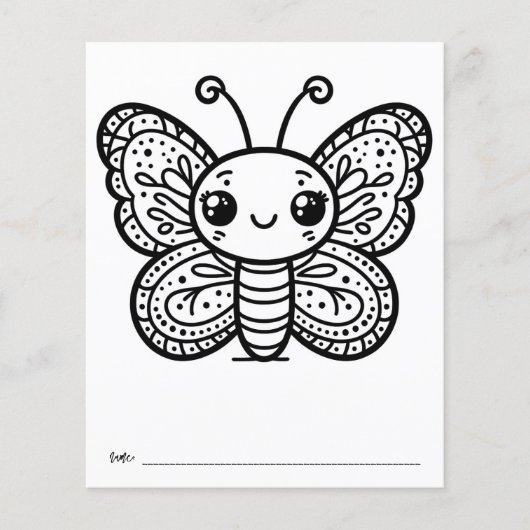 Vlinder Baby shower Kinder Activiteit Kleurplaat Flyer (Voorkant)