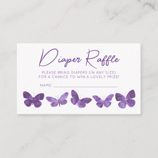 Vlinder Baby shower Luier Raffle Informatiekaartje (Voorkant)
