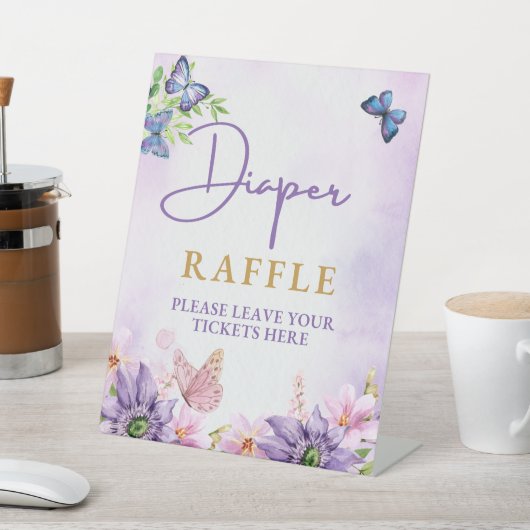 Vlinder Baby shower Luier Raffle Reclamebord Met Voetstuk (Insitu)