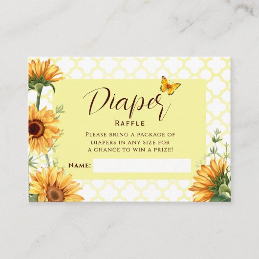 Vlinder Baby Shower Luier Raffle Ticket (Voorkant)