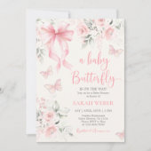 Vlinder Baby Shower Meisje Kaart (Voorkant)