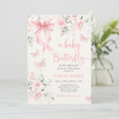 Vlinder Baby Shower Meisje Kaart (Staand voorkant)