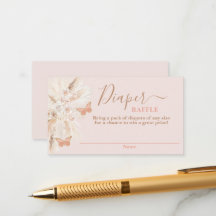 Vlinder Baby shower Meisje Luier Raffle Kaart