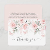 Vlinder Baby Shower Meisje Platte Bedankkaart (Voorkant / Achterkant)