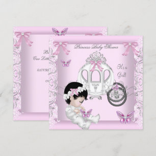 Vlinder Baby Shower Meisje Prinses Koets Kaart