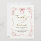Vlinder Baby Shower Meisje Uitnodiging (Voorkant)