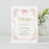 Vlinder Baby Shower Meisje Uitnodiging (Staand voorkant)