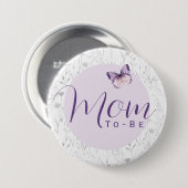 Vlinder Baby Shower Moeder To Be Ronde Button 7,6 Cm (Voorkant /achterkant)