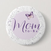 Vlinder Baby Shower Moeder To Be Ronde Button 7,6 Cm (Voorkant)