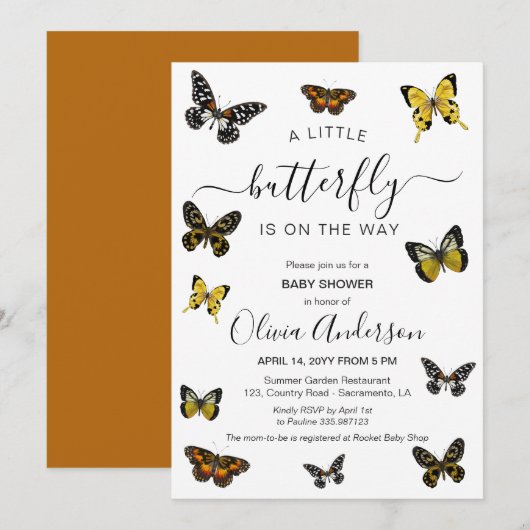 Vlinder Baby shower neutraal Kaart (Voorkant / Achterkant)