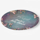 Vlinder Baby shower Paarse Papieren Bordje (Gekanteld)