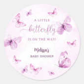Vlinder Baby Shower Ronde Sticker (Voorkant)