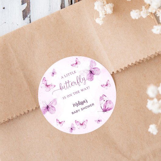 Vlinder Baby Shower Ronde Sticker