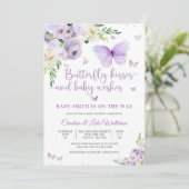 Vlinder Baby Shower Uitnodiging (Staand voorkant)