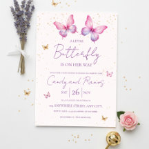 Vlinder Baby Shower Uitnodiging