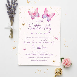 Vlinder Baby Shower Uitnodiging