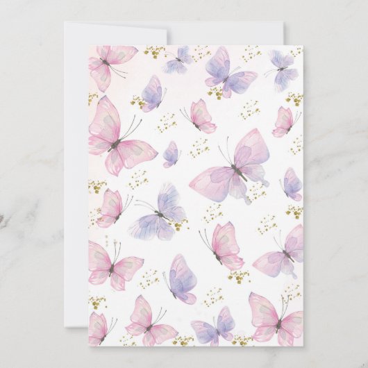vlinder Baby shower uitnodiging baby meisje uitnod (Achterkant)
