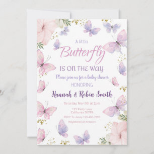 vlinder Baby shower uitnodiging baby meisje uitnod