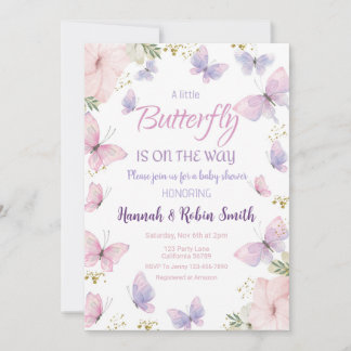 vlinder Baby shower uitnodiging baby meisje uitnod