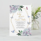 vlinder baby shower - uitnodiging paarse uitnodigi (Staand voorkant)