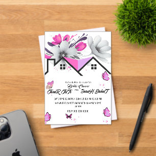 Vlinder Baby Shower Uitnodiging, Roze Paarse Bille Acryl Uitnodigingen