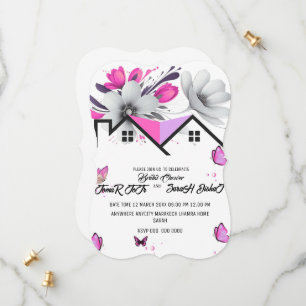 Vlinder Baby Shower Uitnodiging, Roze Paarse Bille Save The Date