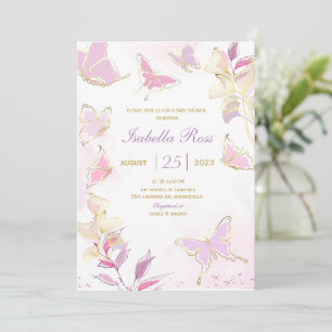 Vlinder Baby Shower Uitnodiging template