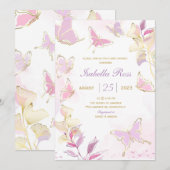 Vlinder Baby Shower Uitnodiging template (Voorkant / Achterkant)