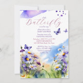 Vlinder baby shower viooltjes madeliefje weide kaart (Voorkant)