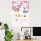 Vlinder Baby Shower Welkom Bord Poster (Thuiskantoor)