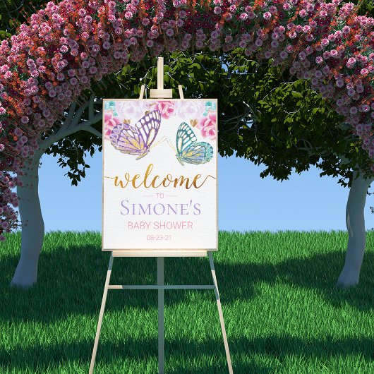 Vlinder Baby Shower Welkom Bord Poster
